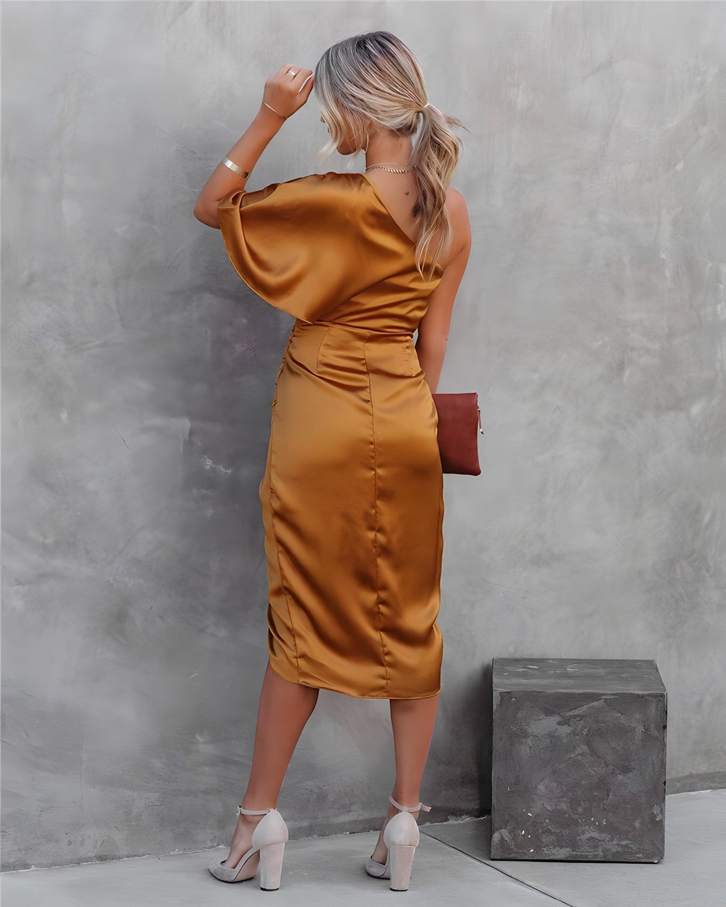 Stylish One-Shoulder Evening Dress - Celeste