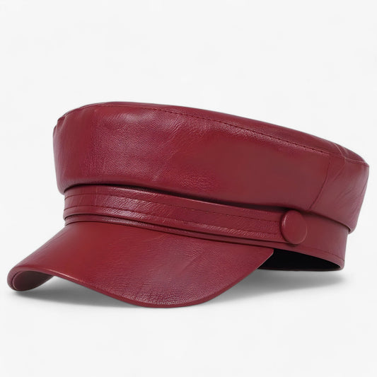 Octagonal women's flat cap made of PU leather – Valence