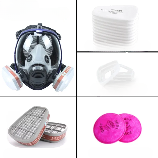 Full Face Respirator Mask with Anti-Fog Lens and Industrial Gas Filters