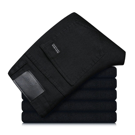 Men's Straight Fit Jeans in Black with Stretch – Milan