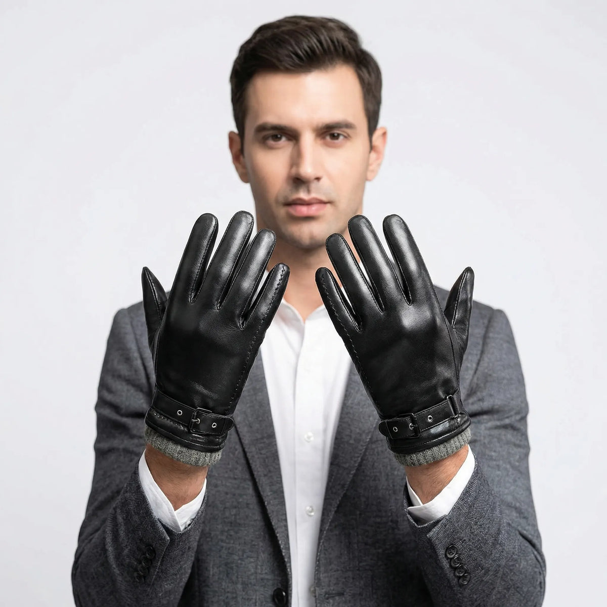 Short-Cuff Men's Gloves With Strap - Danny