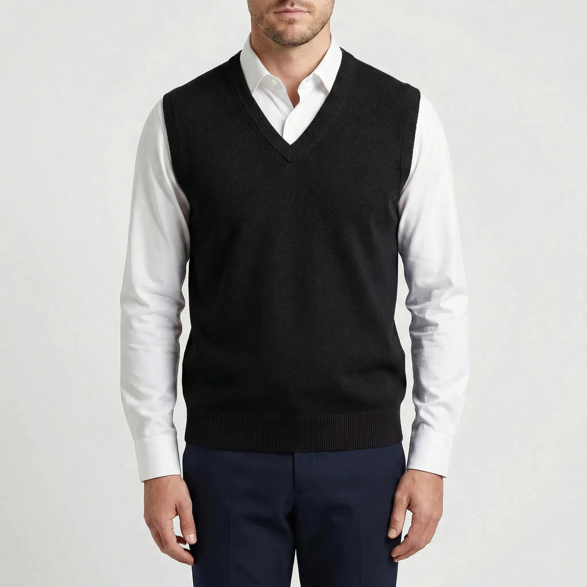 Sleeveless V-Neck Knitted Waistcoat - Teo