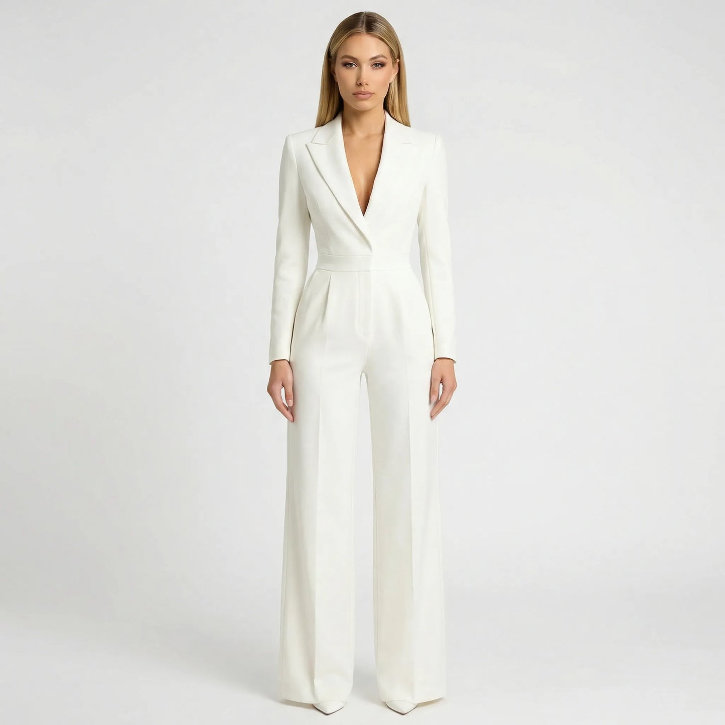 Tailored Wide-Leg Blazer Jumpsuit - Luisa