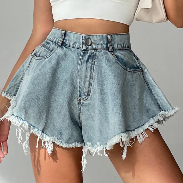 Summer denim shorts with a wide leg – Nina