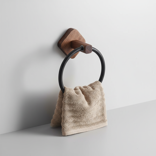 Wandmontierter Handtuchring Holz Aluminium - WoodenHalo