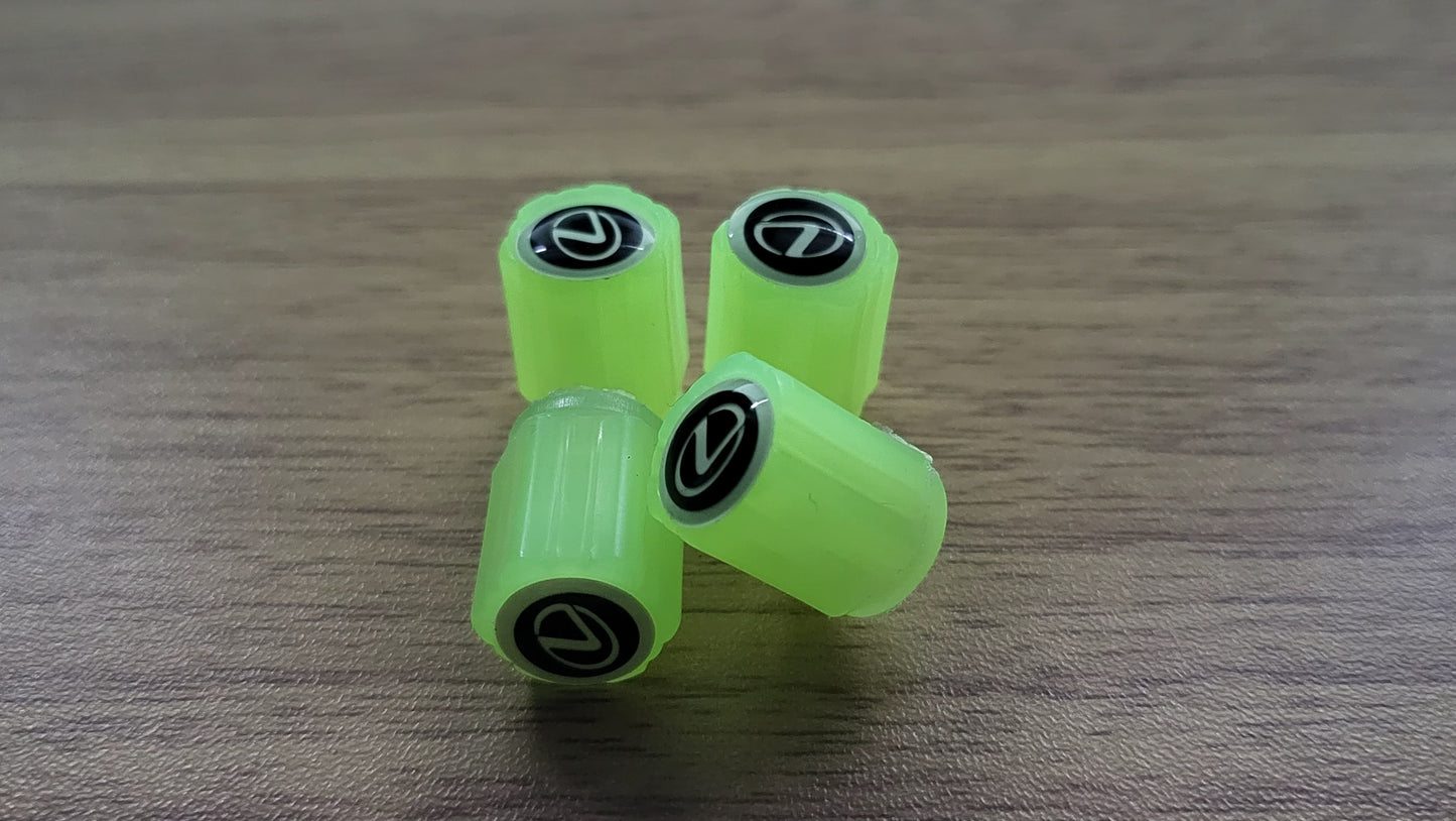 Set of 4 Glow-in-the-Dark Valve Caps with Logo – LuxaGlow