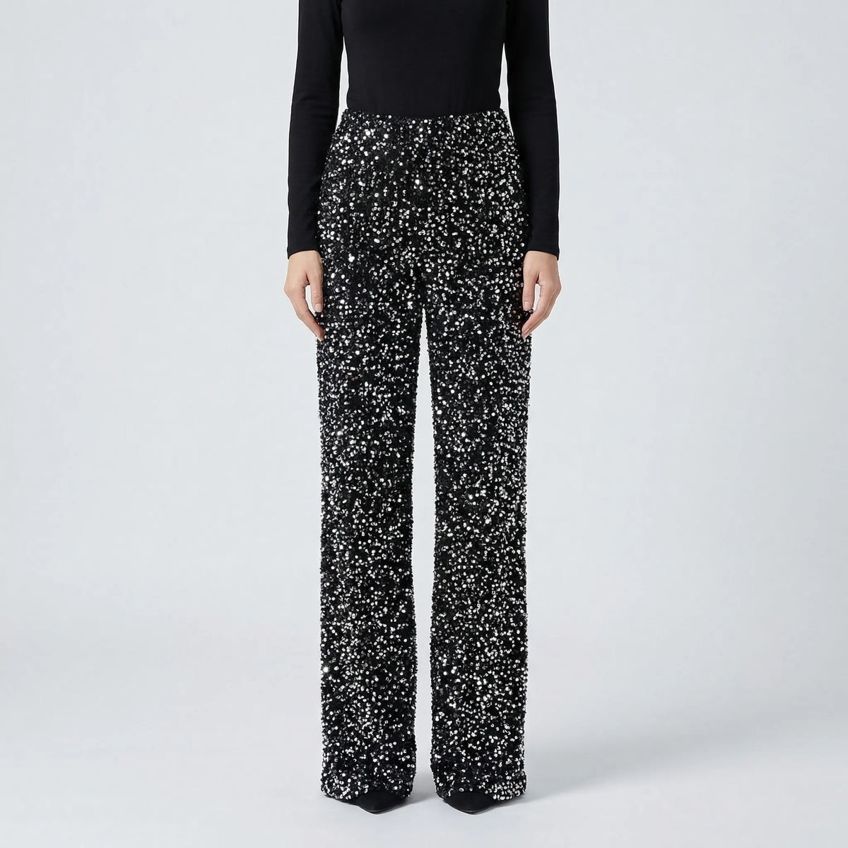 Wide-Leg Sequin Trousers Full Length - Molly
