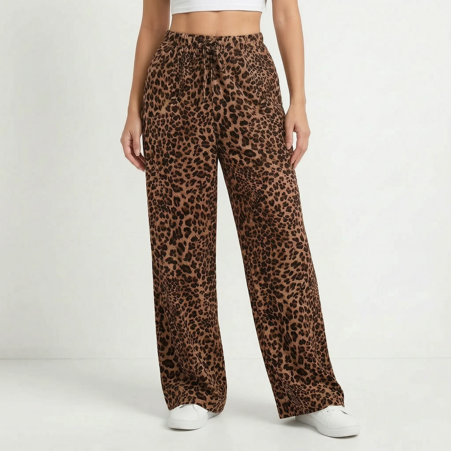Wide Leg Leopard Trousers - Teresa