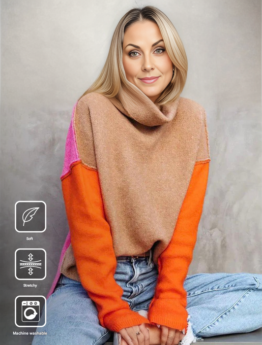 Impressive Color Block Knitted Sweater - AutumnVibe