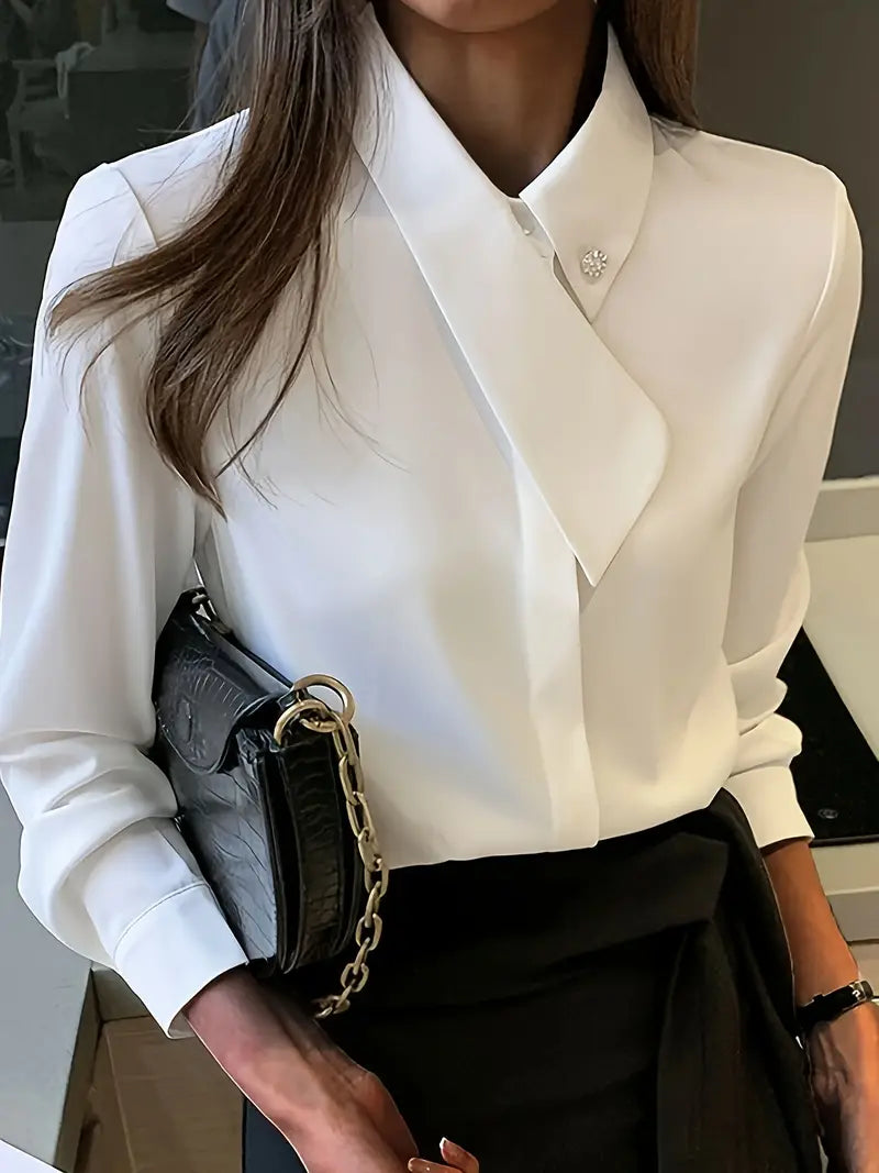 Stylish White Women's Blouse - Emilia
