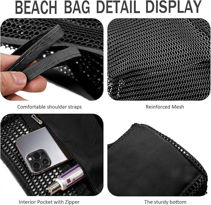 Foldable mesh beach bag with inner pocket – Buy one, get one free
