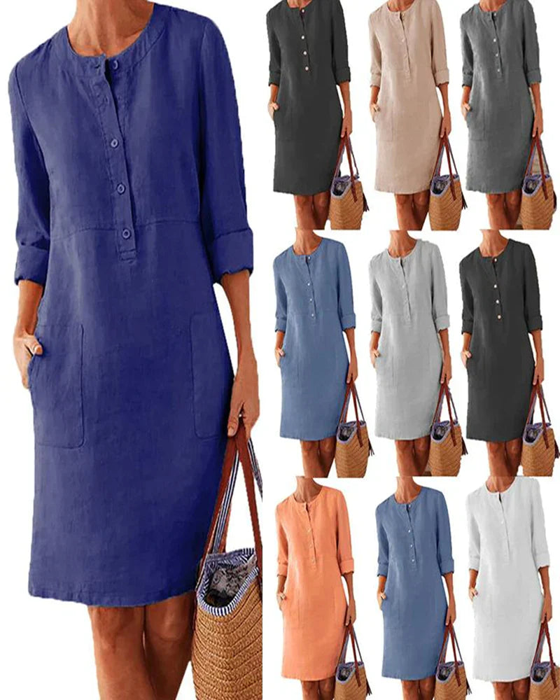 Elegant autumn dress with button placket – Allegra