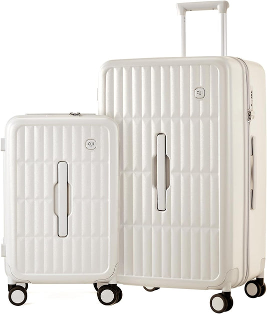 Large hard-shell suitcases with 8 spinner wheels