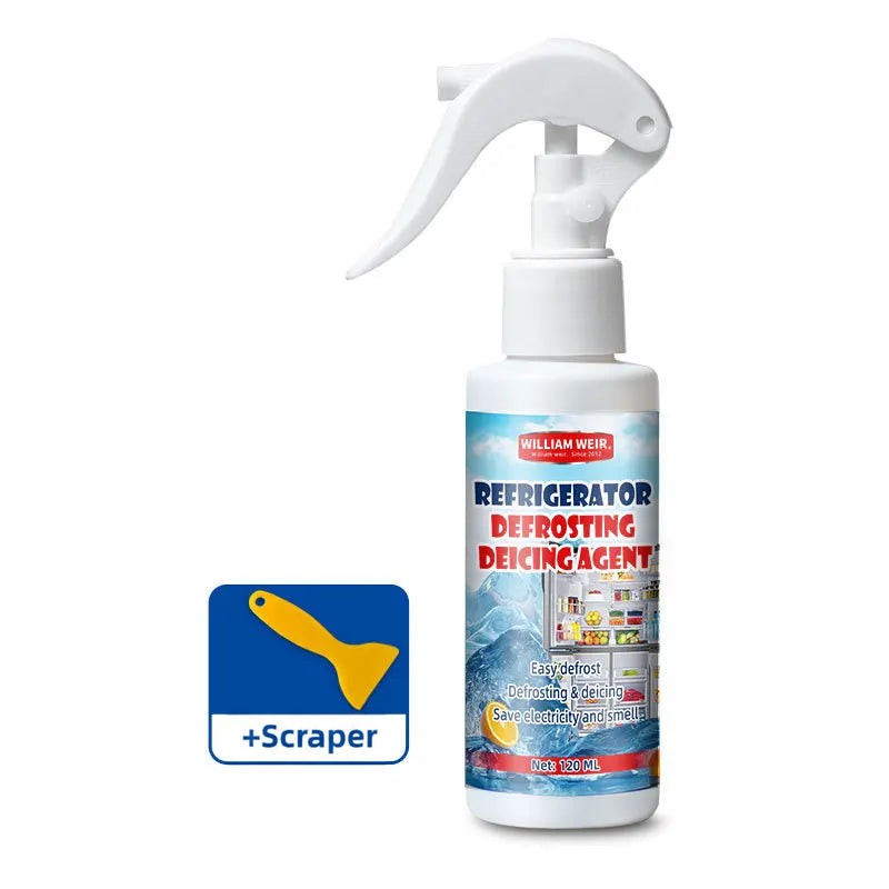 Spray bottle on a white background with a yellow scraper icon in the corner 15