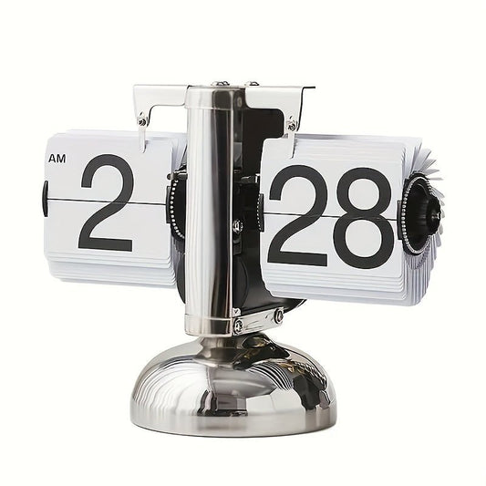 Retro Flip Clock with Steel Accent - TempoFlip