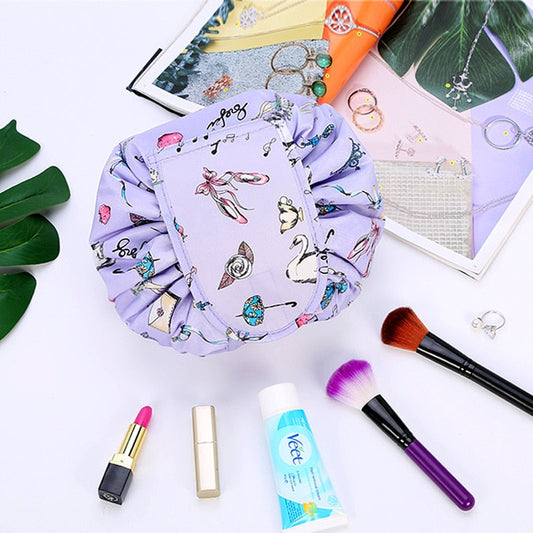 Portable drawstring make-up and toiletry bag – 2 for 1 travel organiser