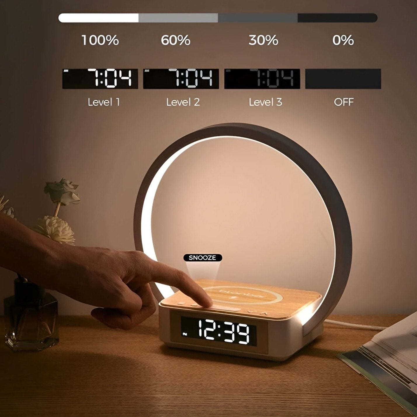 Design Night Light with Charger and Gentle Wake Function - LumoRise