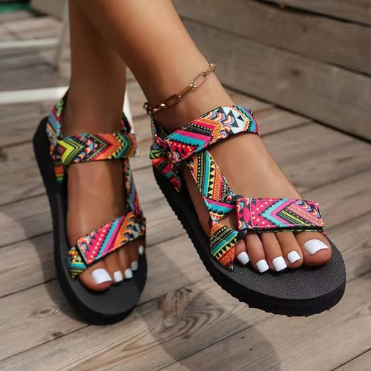 Light women's summer sandals with color play – Amélie
