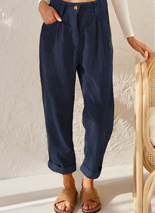 Elegant women's corduroy trousers with high waist – Naima autumn edition