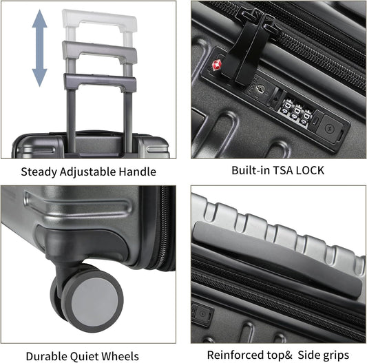 Expandable hard-shell suitcase with spinner wheels and TSA lock
