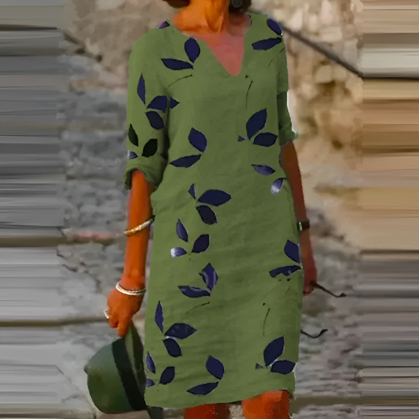 Trendy Summer Dress with Leaf Print – Liora