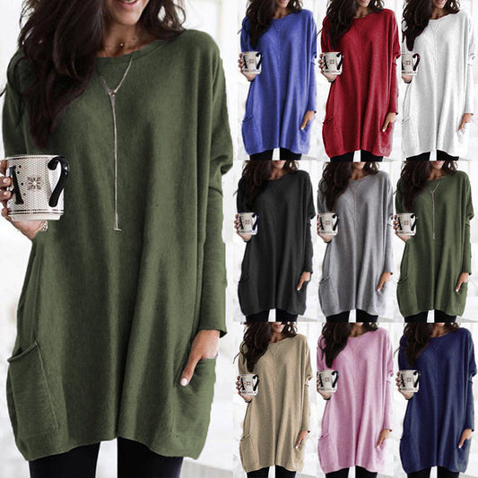 Oversized women's autumn sweater with pockets – Yara