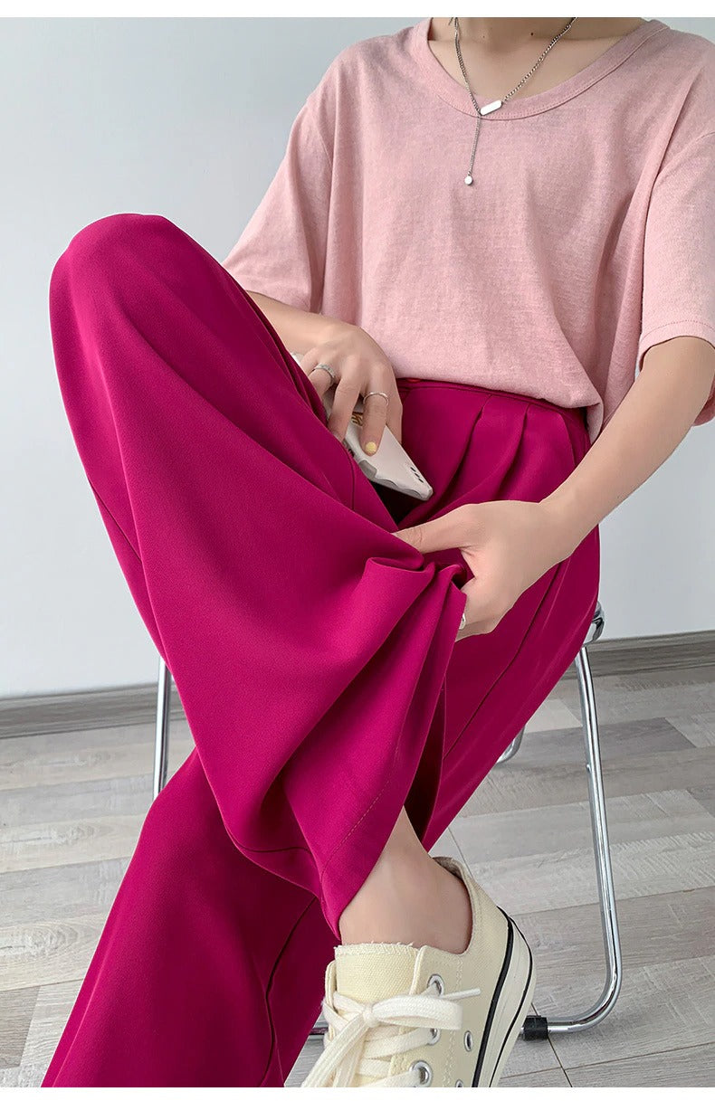 High-Waist Casual Women's Trousers with Wide Leg – Emilia
