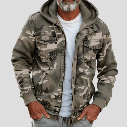 Men's hooded jacket in an autumnal camouflage look – Bruno