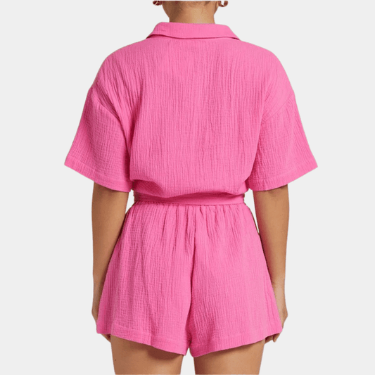 Two-piece ladies summer set with shirt and shorts – Noemi