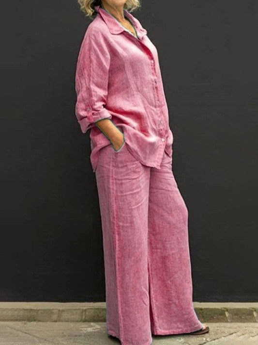 Two-piece women's cotton-linen suit – Autumn – Linora