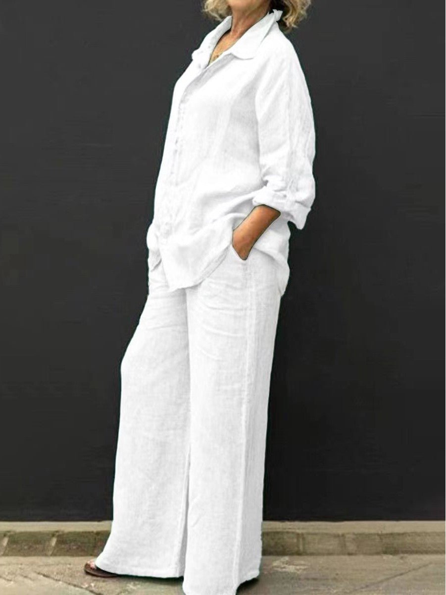 Two-piece women's cotton-linen suit – Autumn – Linora
