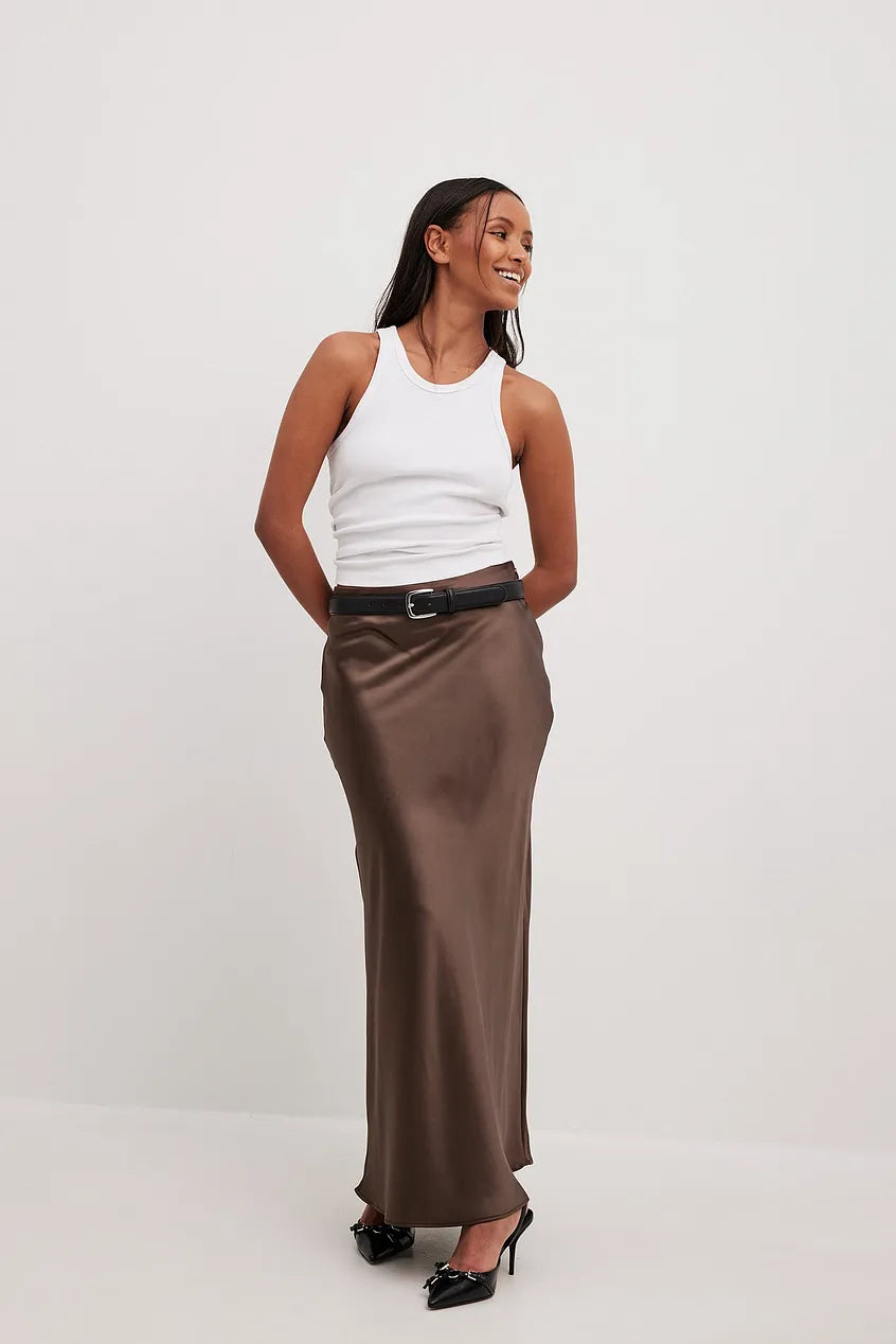 Satinette ladies' skirt with high waist – Elena