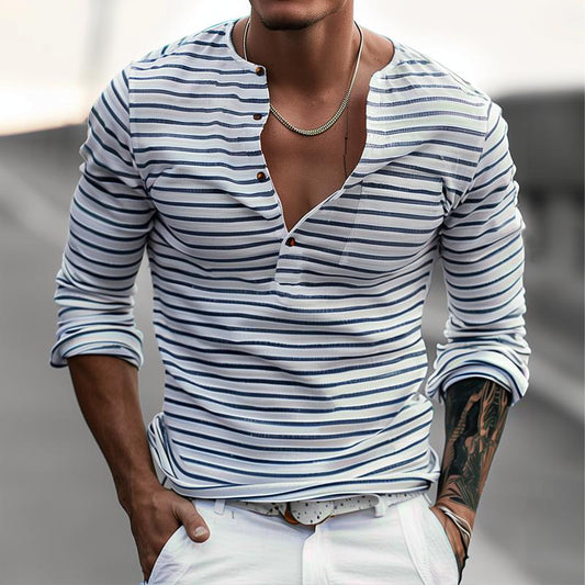 Striped long-sleeved Henley shirt – Ewan Autumn Edition