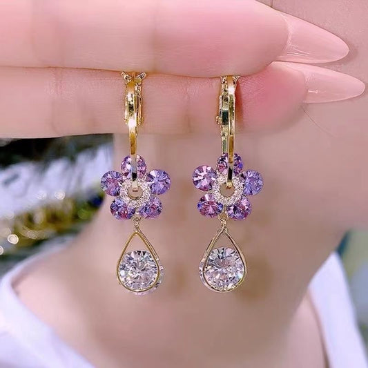 Luxury Hook Earrings with Flower Detail – LunaBloom