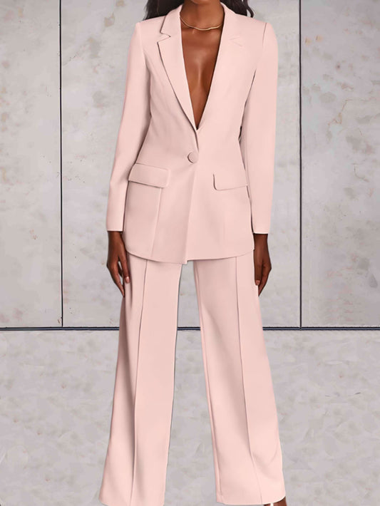 Ladies' business two-piece set with blazer & wide-leg trousers – Emilia