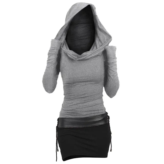 Autumnal & Comfortable Long-Sleeve Hooded Dress – Selina