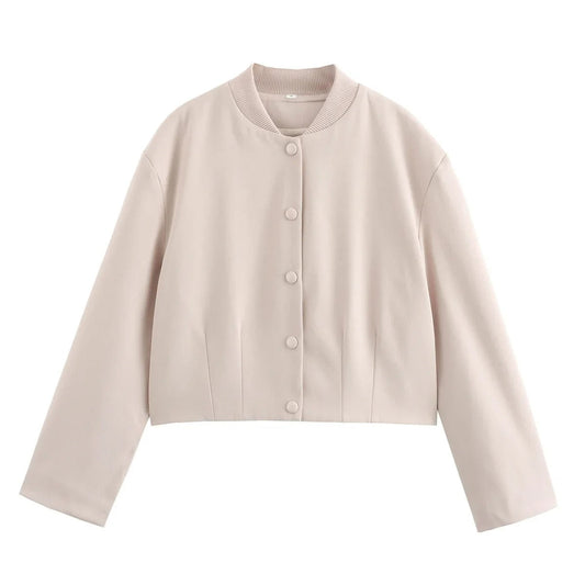 Lightweight women's bomber jacket for autumn – cosy chic with a stand-up collar