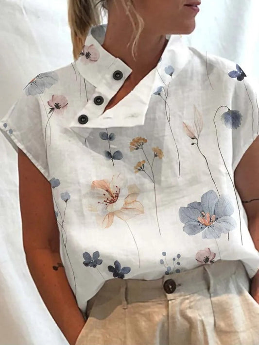 Short-sleeve blouse shirt with playful print – Felicia