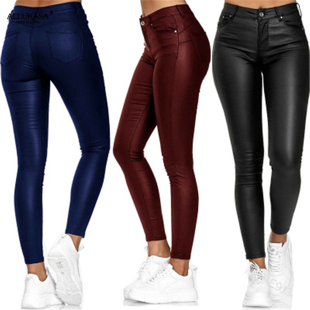 Leather stretch trousers with a high waist - Raffaela