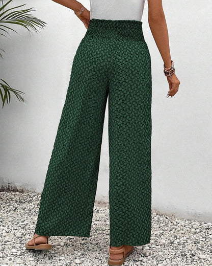 High-waisted women's trousers with geometric pattern – Sapphira