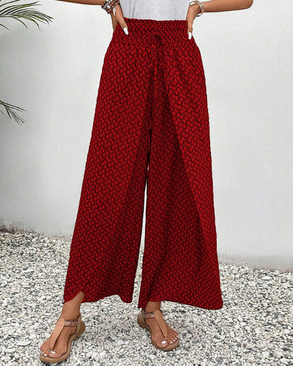 High-waisted women's trousers with geometric pattern – Sapphira