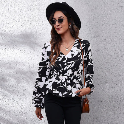Autumnal & Colourful Patterned Women's Blouse – Leona