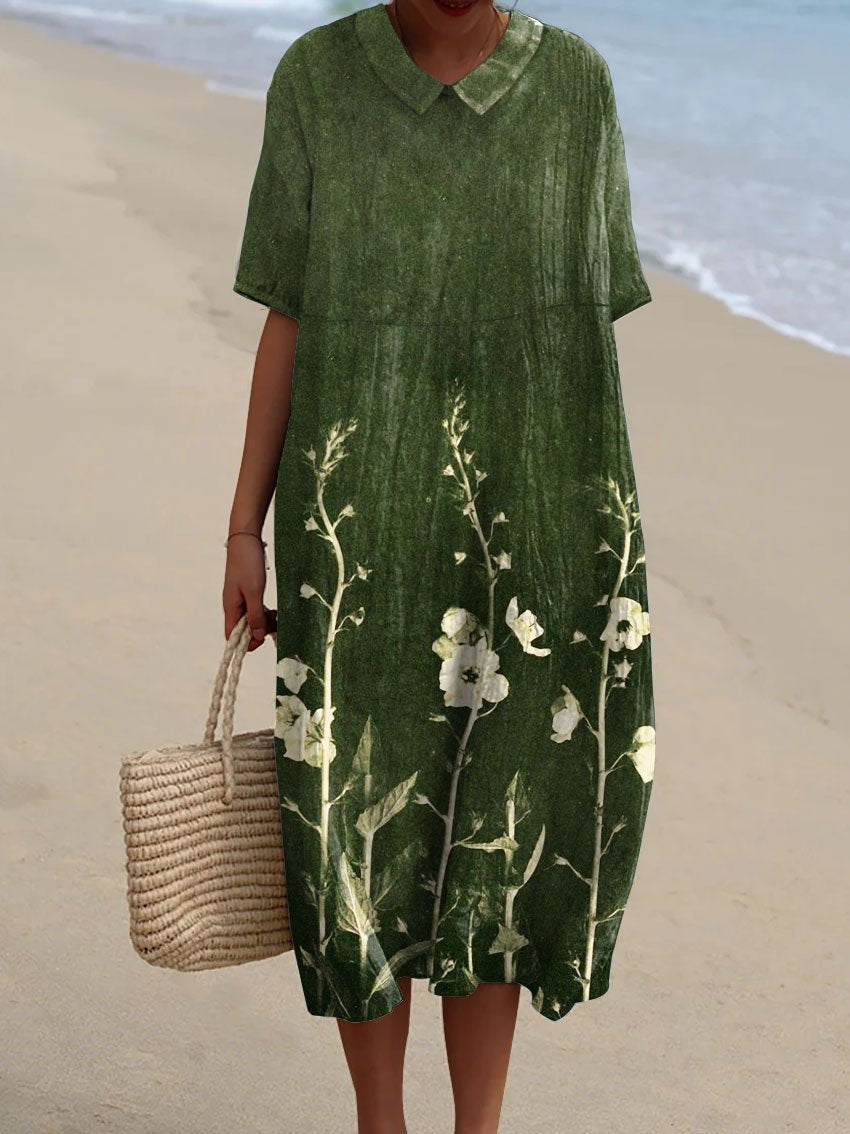 Lightweight summer floral dress with V-neck & comfort fit – Talia
