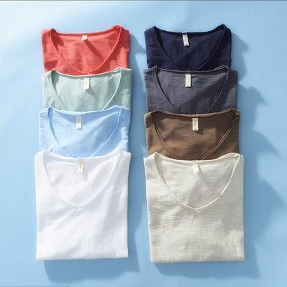 Men's V-Neck Linen Shirt – Luca