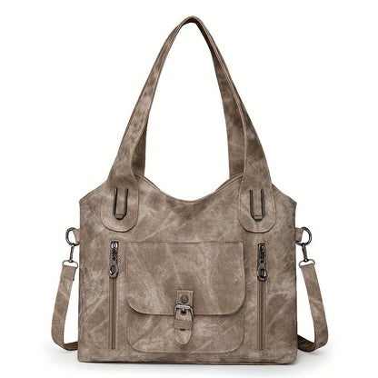 Vintage-Style Vegan Leather Shoulder Bag - Marivelle