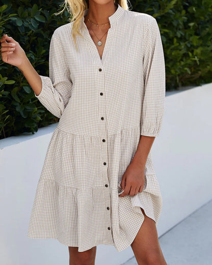 Light A-line summer dress with check pattern – Juliette