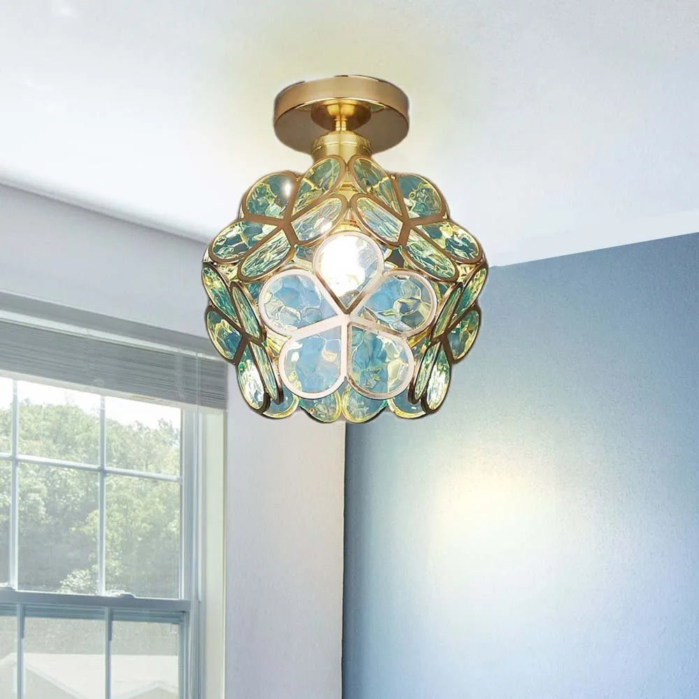 Artistic Glass Ceiling Lamp with Flower Pattern - FlowerHall