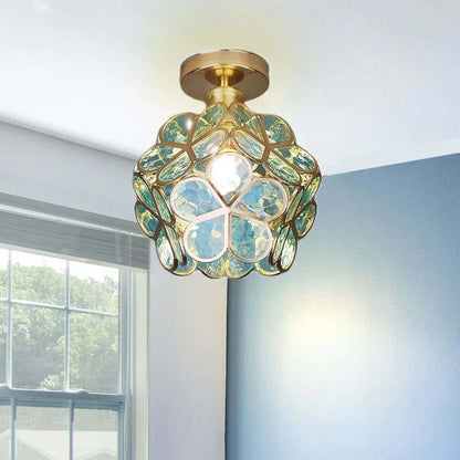 Artistic Glass Ceiling Lamp with Flower Pattern - FlowerHall