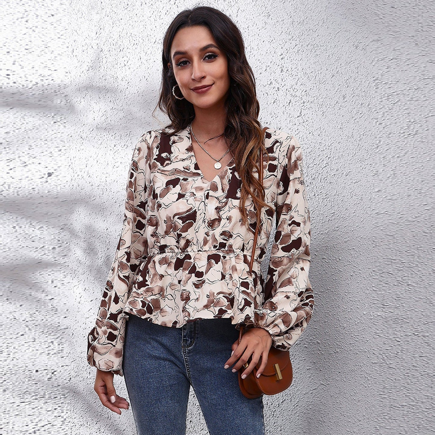 Autumnal & Colourful Patterned Women's Blouse – Leona