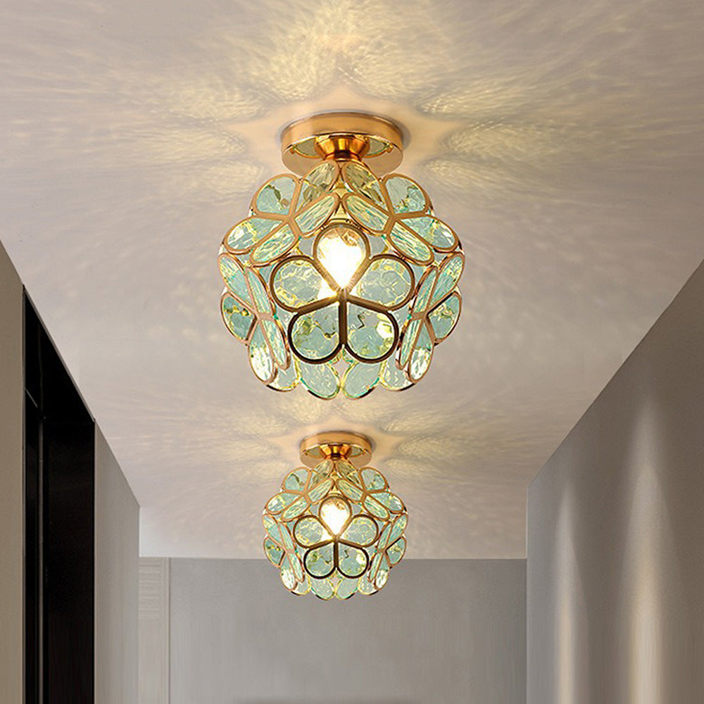 Artistic Glass Ceiling Lamp with Flower Pattern - FlowerHall